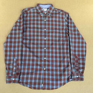 NWT J Crew Button Down Shirt Long Sleeve Plaid Blue Red Mens SMALL MRSP $65